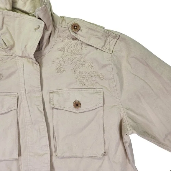 Ralph Lauren Featherweight Twill Field Jacket‎ Khaki Floral Embroidery M NWT - Picture 14 of 16